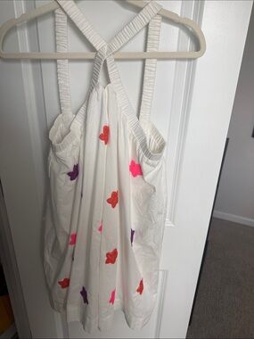 TCEC White Beaded Star Halter Mini Dress Size Small | Crisscross Front